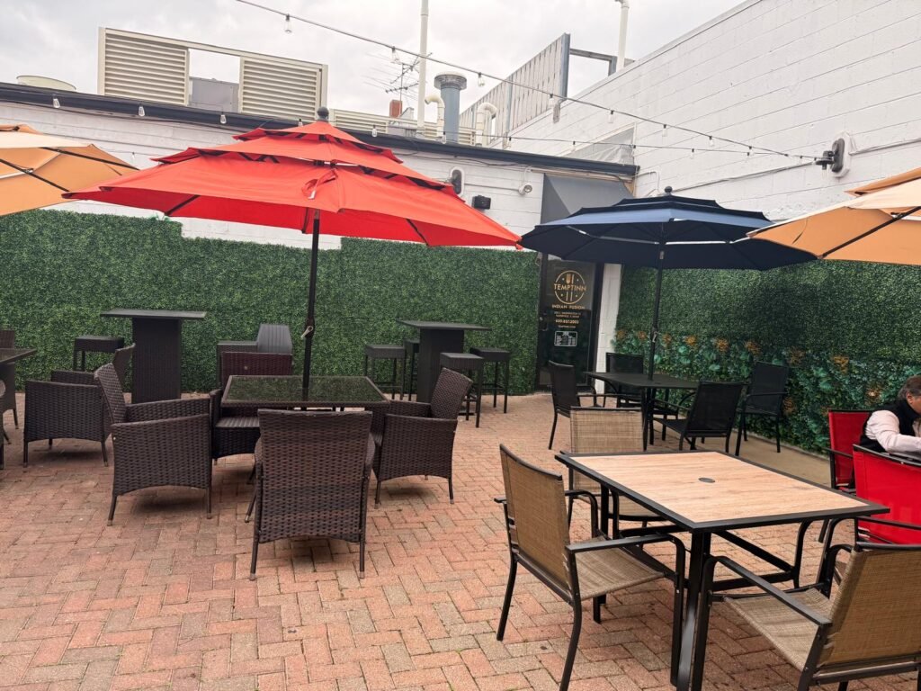 Outdoor dining area at Temptinn Indian Fusion, Naperville